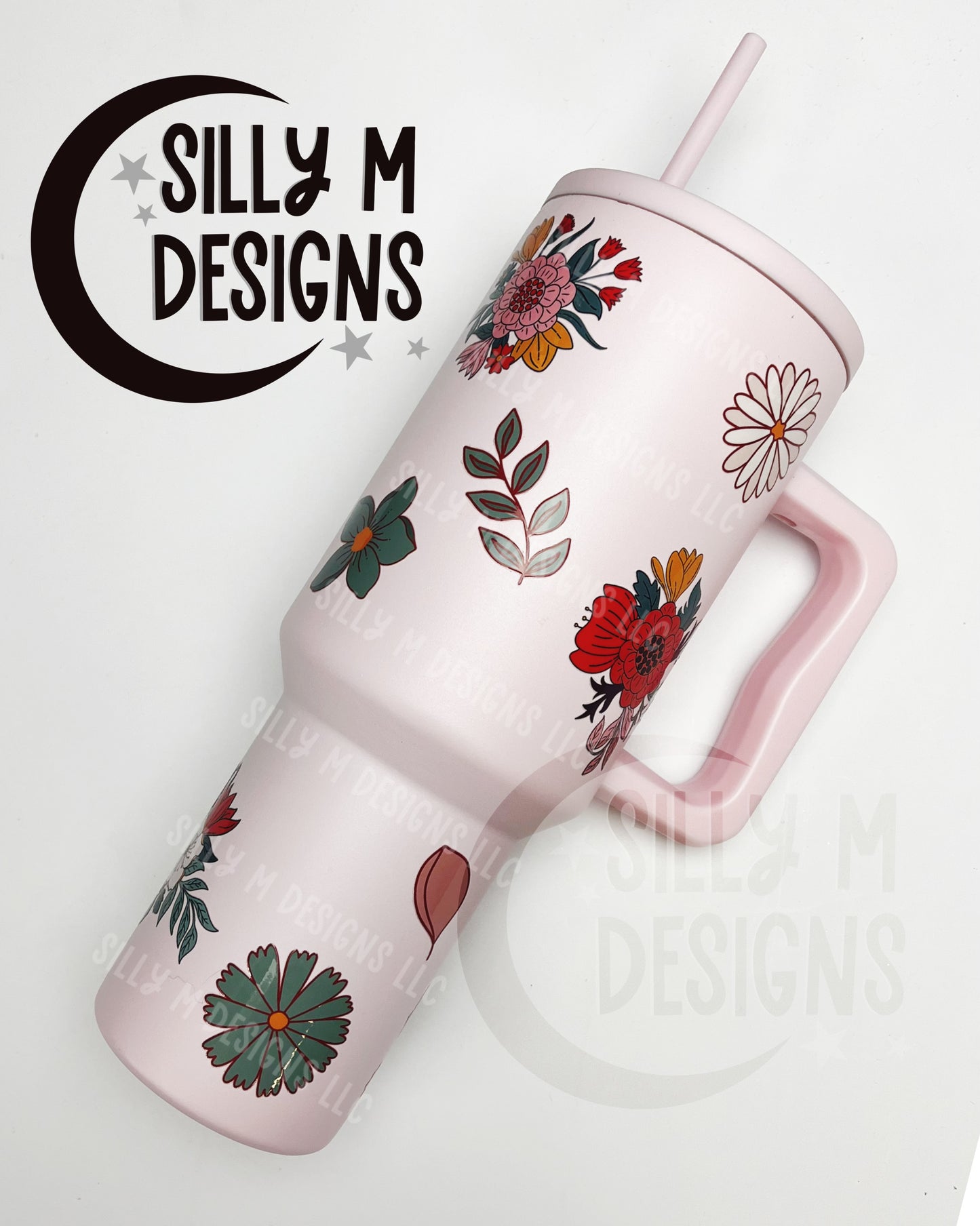 Soft Pink Floral Boho 40oz