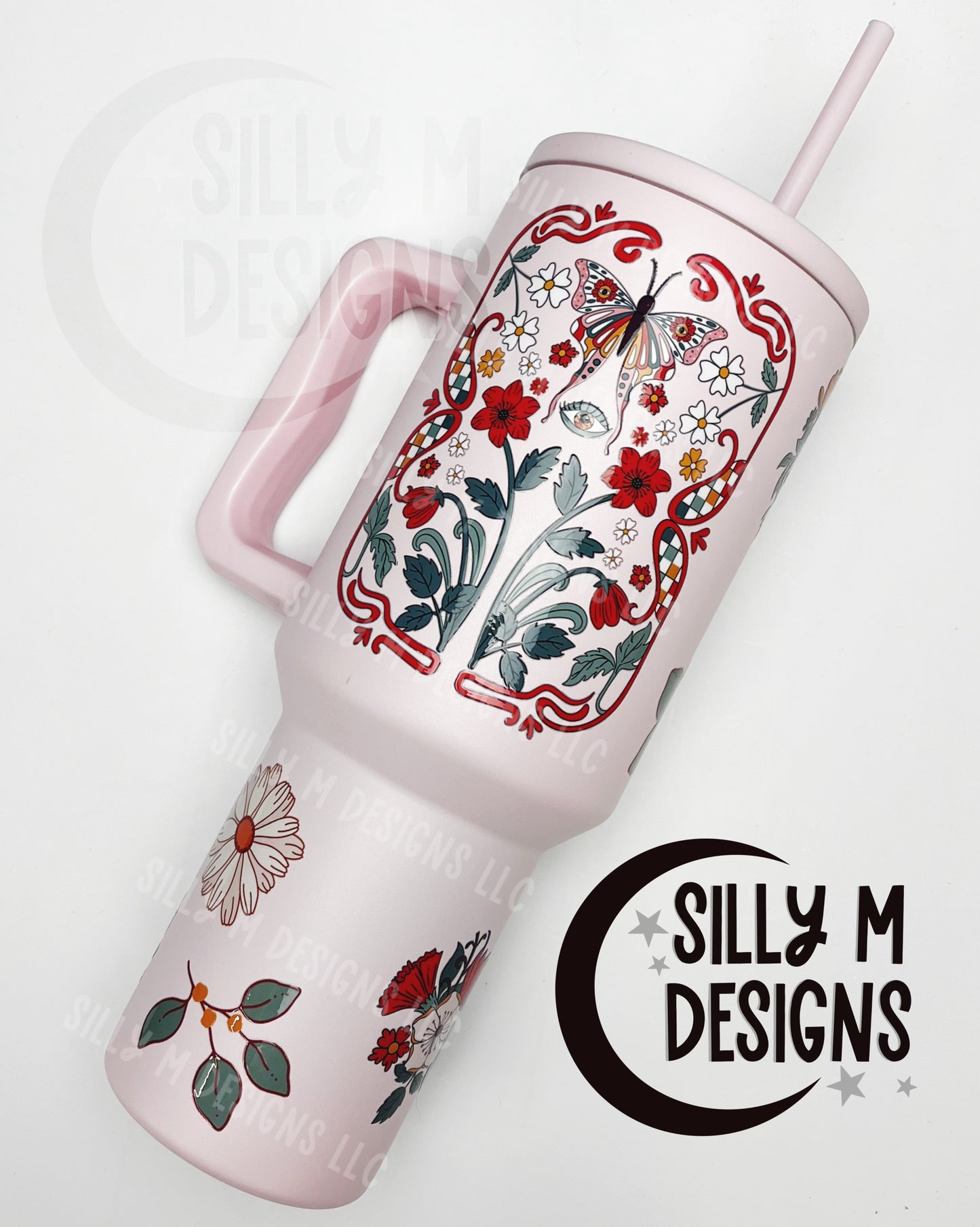 Soft Pink Floral Boho 40oz